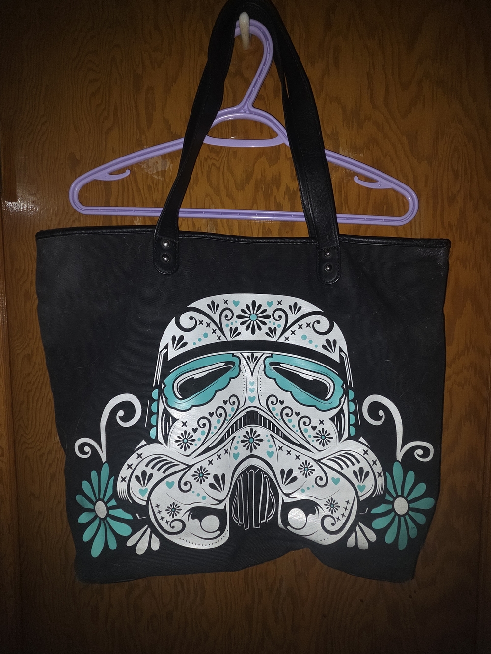 Star Wars Black Tote with Red Floral Darth Vader Art - Picture 2 of 2